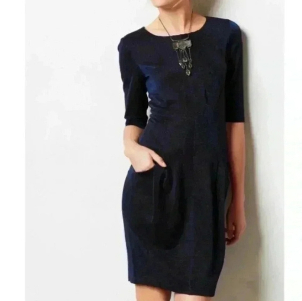Ganni × Anthropologie Evening Star Dress Size Small Sparkly Navy Blue Cocktail